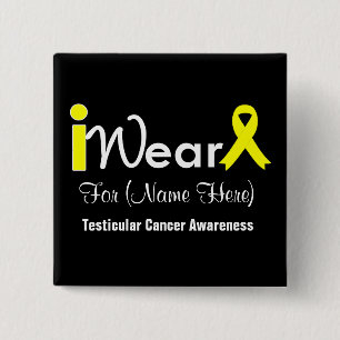 Personalise Yellow Ribbon Testicular Cancer 15 Cm Square Badge