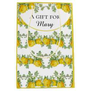 Personalise Yellow Rose  Medium Gift Bag