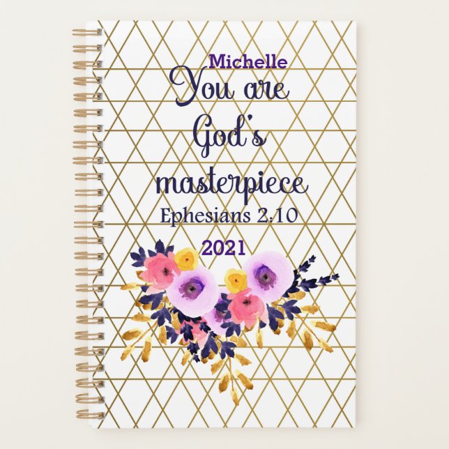 Personalise You Are God's Masterpiece Bible 2021 Planner (Front)