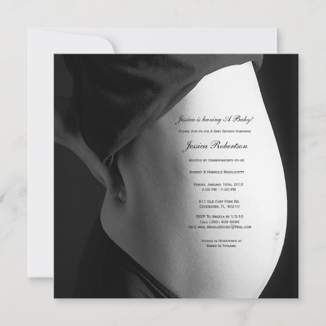 Personalise your Baby Bump, Custom Tummy Writting Invitation (Front)
