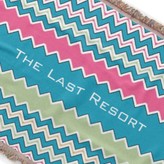 Personalise Your Beach House Aqua Pink Zig Zag Throw Blanket