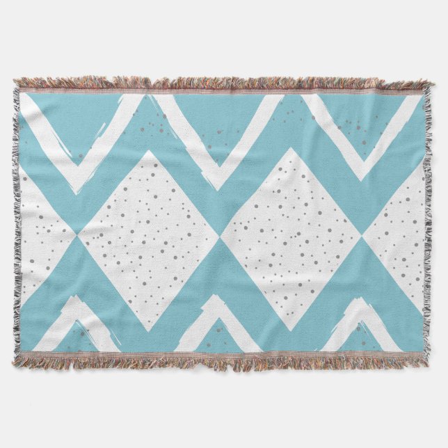 Personalise Your Beach House Grey Zig Zag Throw Blanket (Front)