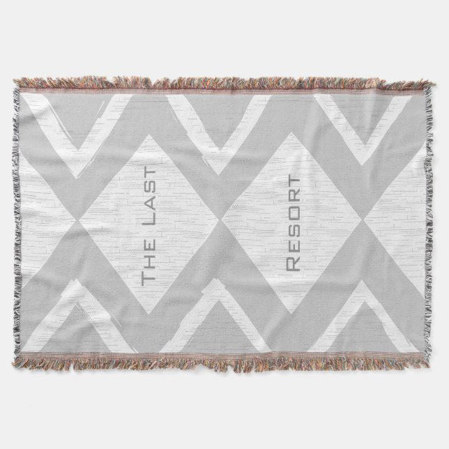 Personalise Your Beach House Grey Zig Zag Throw Blanket (Front)