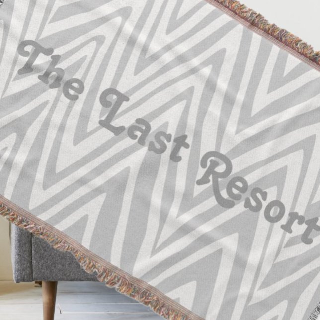 Personalise Your Beach House Name Grey Zig Zag Throw Blanket (Creator Uploaded)