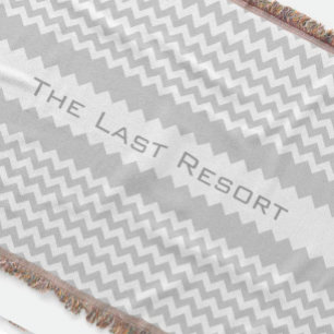 Personalise Your Beach House Name Grey Zig Zag Throw Blanket