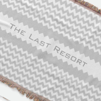 Personalise Your Beach House Name Grey Zig Zag Throw Blanket