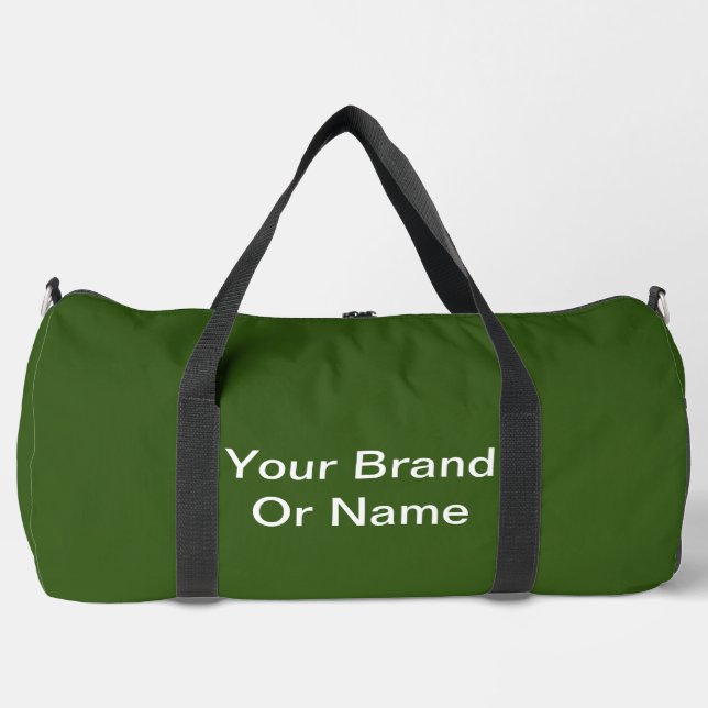Personalise Your Brand Or Name Forest Green  Duffle Bag (Front)