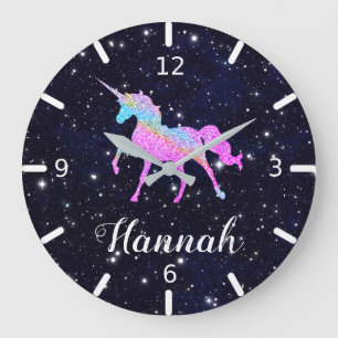 Personalise Your Colourful Unicorn Large Clock