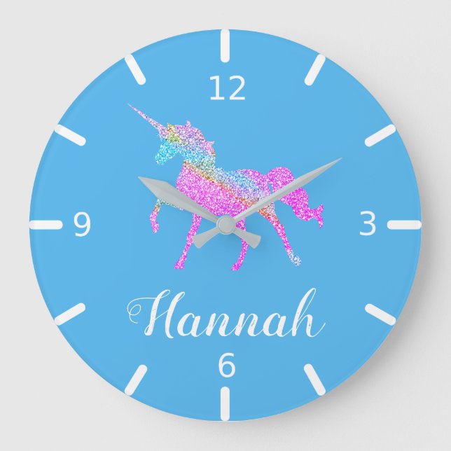 Personalise Your Colourful Unicorn Large Clock (Front)