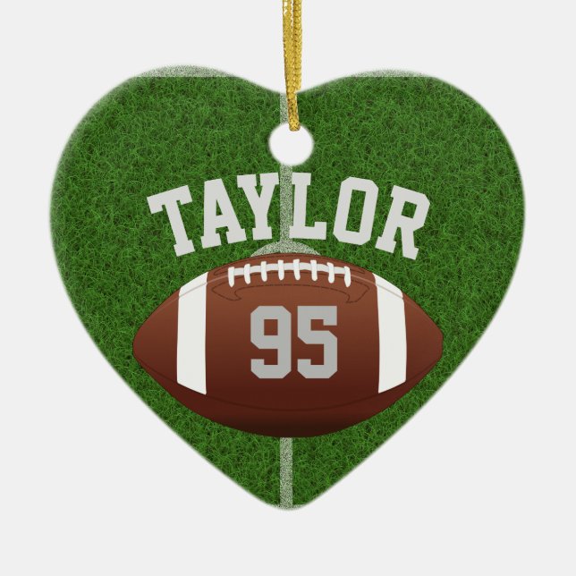 Personalise Your Football player Name and Number Ceramic Tree Decoration (Front)