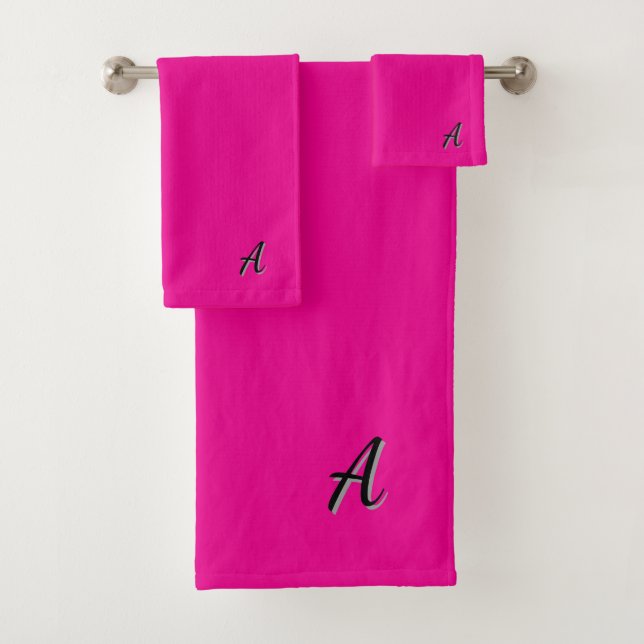 Personalise Your Initial(s)  Hot Pink  Bath Towel Set (Insitu)