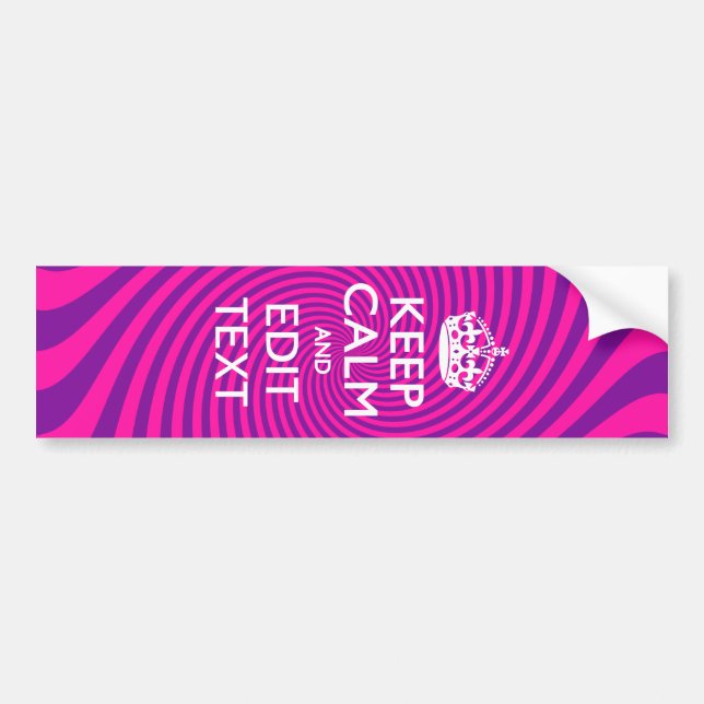 Personalise Your Keep Calm and Gift Hot Pink Twist Bumper Sticker (Front)