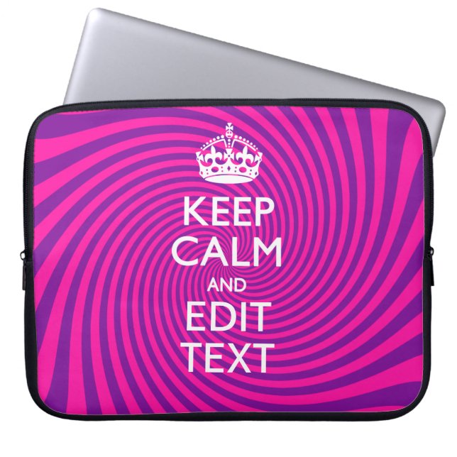 Personalise Your Keep Calm and Gift Hot Pink Twist Laptop Sleeve (Front)