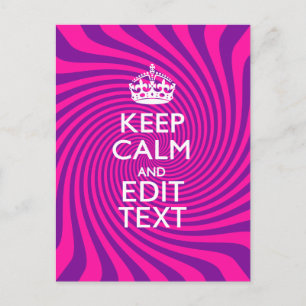 Personalise Your Keep Calm and Gift Hot Pink Twist Postcard