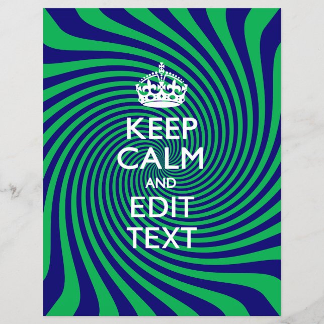 Personalise Your Keep Calm Blue and Green Twist Flyer (Front)