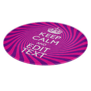 Personalise Your Keep Calm Saying on Pink Swirl Cutting Board