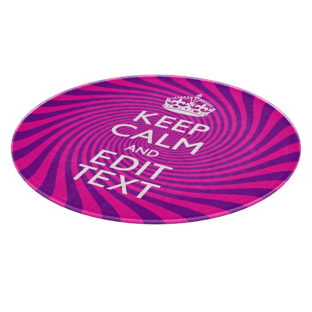 Personalise Your Keep Calm Saying on Pink Swirl Cutting Board (Corner)