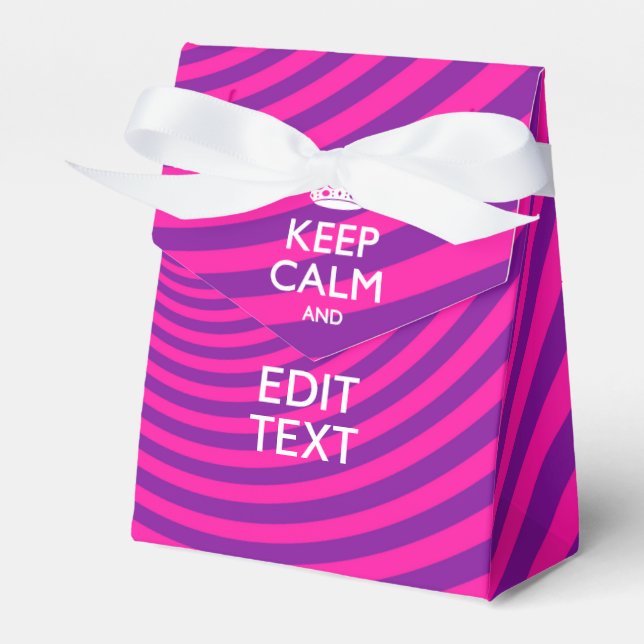 Personalise Your Keep Calm Saying on Pink Swirl Favour Box (Front Side)