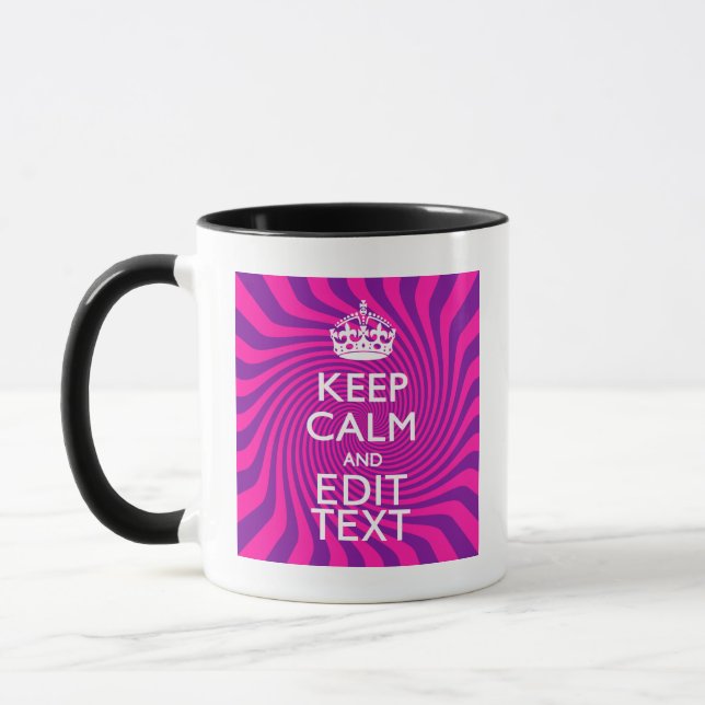Personalise Your Keep Calm Saying on Pink Swirl Mug (Left)