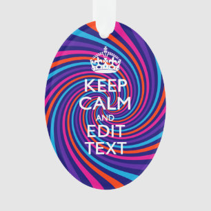 Personalise Your Keep Calm Text Multicolored Swirl Ornament
