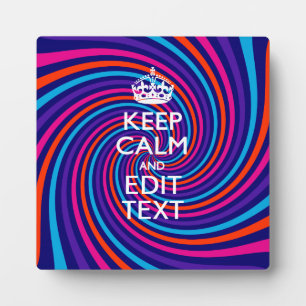 Personalise Your Keep Calm Text Multicolored Swirl Plaque