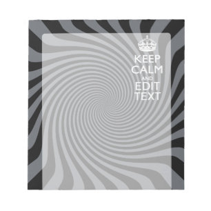 Personalise Your Keep Calm Text on Black Swirl Notepad