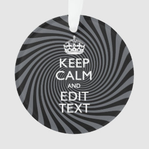 Personalise Your Keep Calm Text on Black Swirl Ornament