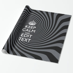 Personalise Your Keep Calm Text on Black Swirl Wrapping Paper