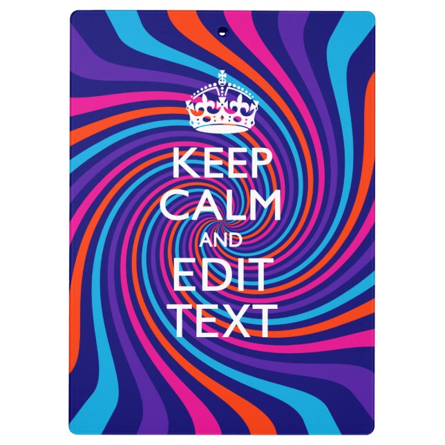Personalise Your Keep Calm Text on Multicolored Clipboard (Back)