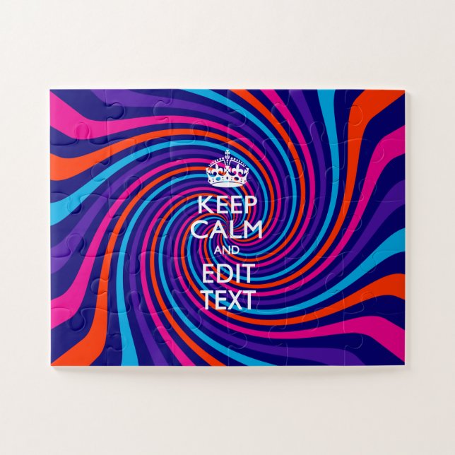 Personalise Your Keep Calm Text on Multicolored Jigsaw Puzzle (Horizontal)