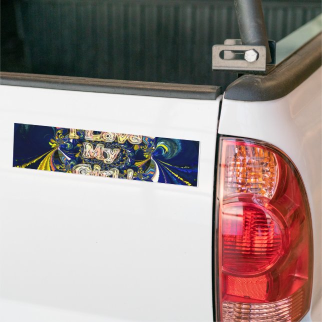 Personalise Your Love Infinity: I Love my Girl Bumper Sticker (On Truck)