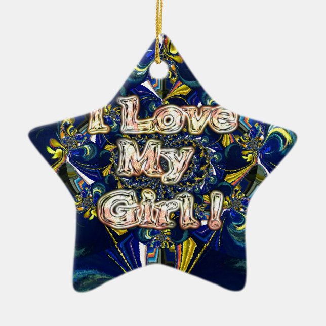 Personalise Your Love Infinity: I Love my Girl Ceramic Tree Decoration (Front)