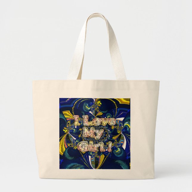 Personalise Your Love Infinity: I Love my Girl Large Tote Bag (Front)