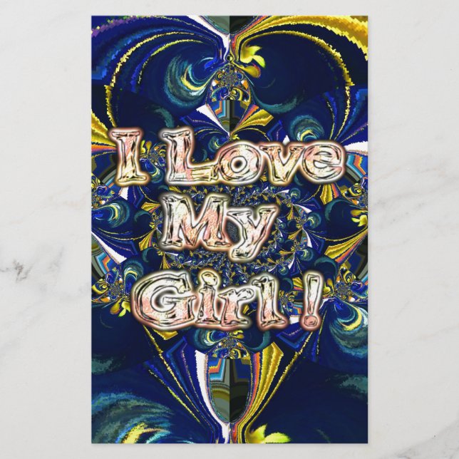 Personalise Your Love Infinity: I Love my Girl Stationery (Front)