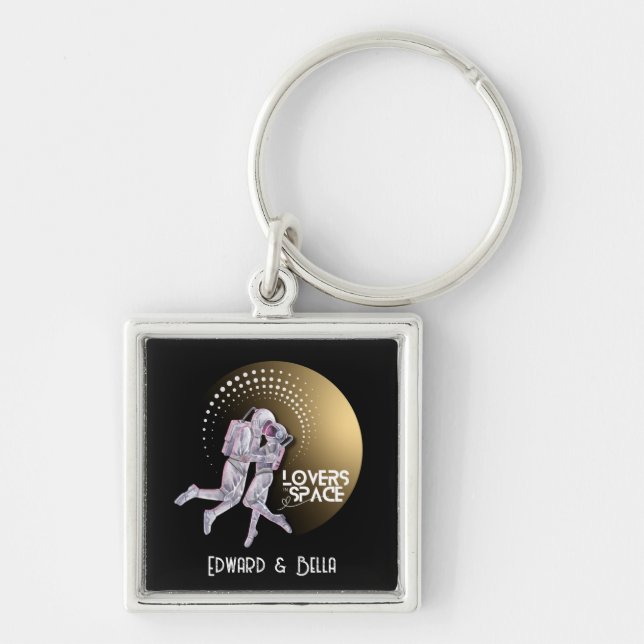 Personalise your Lovers in Space design  Key Ring (Front)