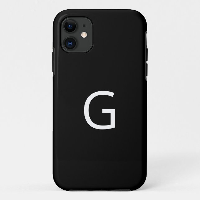 Personalise Your Monogram, White on Black Case-Mate iPhone Case (Back)