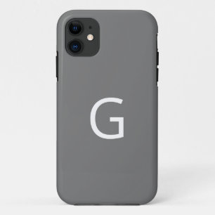 Personalise Your Monogram, White on Grey iPhone 11 Case