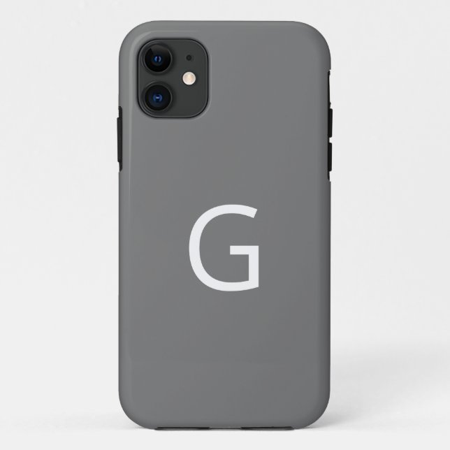 Personalise Your Monogram, White on Grey Case-Mate iPhone Case (Back)