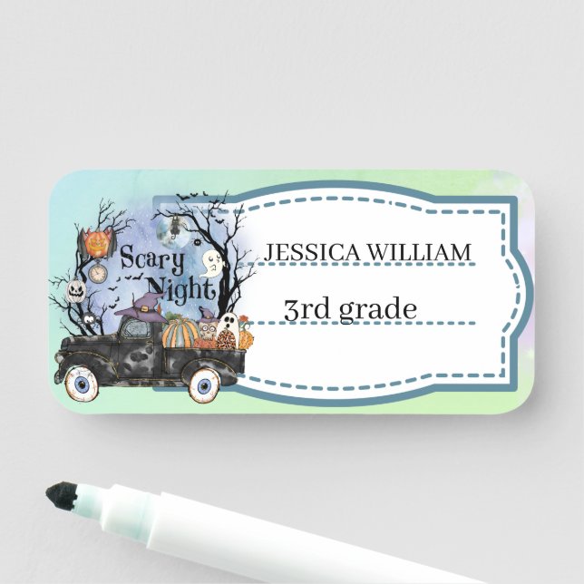 Personalise Your Name Halloween Scary Night Name Tag (In Situ)