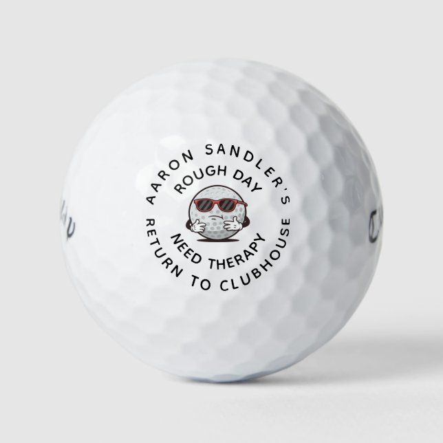 Personalise Your Name Rough Day Fun Golf Design Balls (Front)