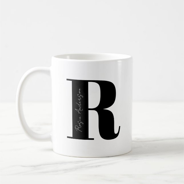 Personalise Your Name Start with Letter R Coffee Mug (Left)