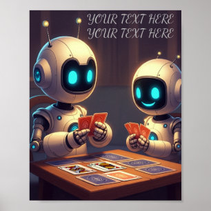 Personalise Your Name Text Fun Robot Card Game Poster