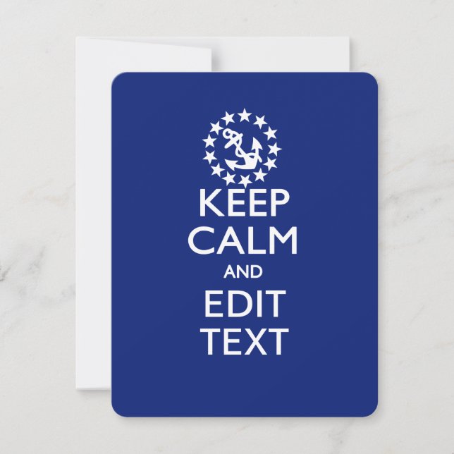 Personalise Your Nautical Keep Calm And Edit Text (Front)