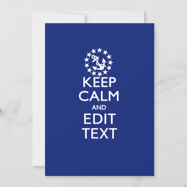 Personalise Your Nautical Keep Calm And Edit Text (Front)