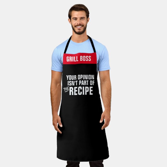 Personalise Your Opinion Recipe Funny Chef Grill Apron (Worn)