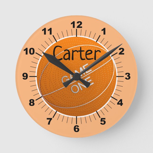 Personalise your own basketball round clock (Front)