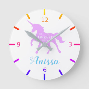 Personalise Your Own Be a Unicorn Round Clock