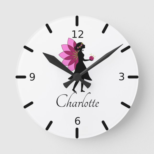 Personalise Your Own Beautiful Fairy Round Clock (Front)