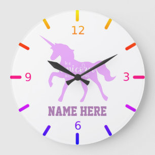 Personalise Your Own Colourful Be a Unicorn Large Clock