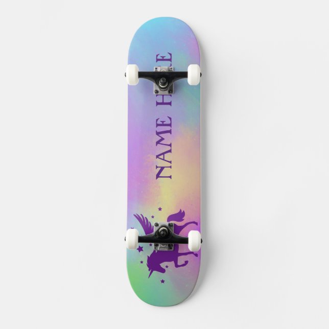 Personalise Your Own Colourful Magical Unicorn Skateboard (Front)